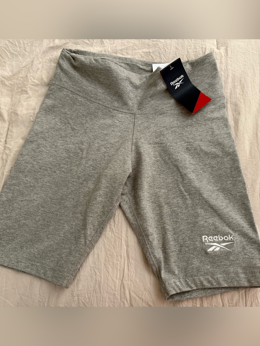 Reebok Light Gray Women's Bike Shorts with Logo